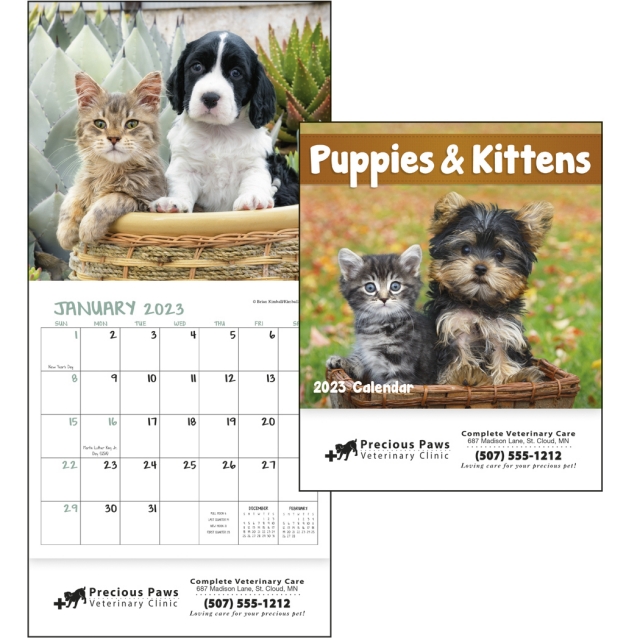 Mini 12 Month Puppy & Kitten Calendar